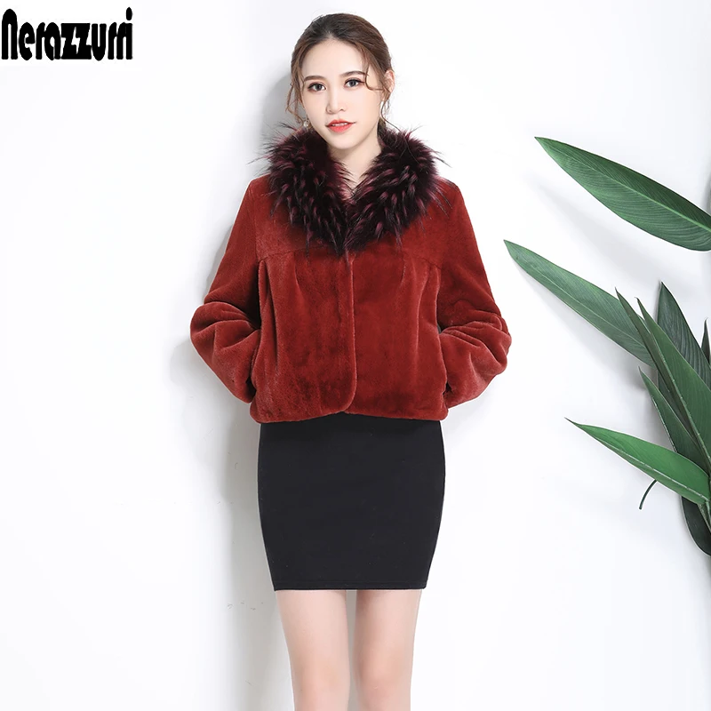 Nerazzurri Short faux fur coat women 2019 winter With Fox Fur Collar cropped top long sleeve plus size fake fur jacket 5xl 6xl
Nerazzurri Short faux fur coat women 2019 winter With Fox Fur Collar cropped top long sleeve plus size fake fur jacket 5xl 6xl