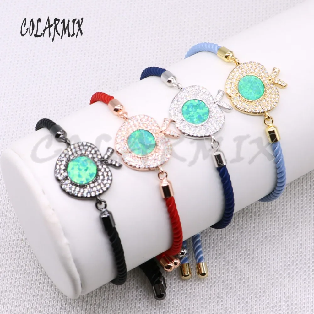 Wholesale 6 Pcs Micro pave zircon with colorful stone Apple charms bracelet wholesale Jewelry gift for lady 4310 | Украшения и