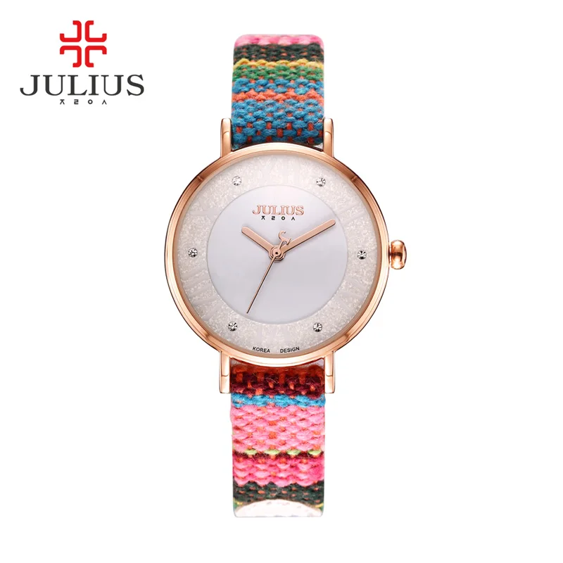 Fashion Erkek Saat Quartz Watch Women JULIUS Relogio Feminino Luminous Bayan Kol Saati Leather Rhinestone Shell Dial Colorful
Fashion Erkek Saat Quartz Watch Women JULIUS Relogio Feminino Luminous Bayan Kol Saati Leather Rhinestone Shell Dial Colorful