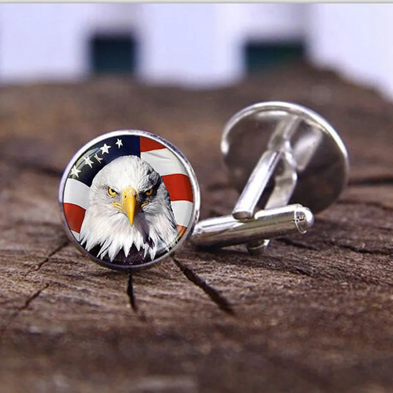 American Flag Cufflinks for Mens Jewelry Accessories Handmade DIY Eagle Photo Glass Cabochon Silver Shirt Cufflinks Gift for Men
American Flag Cufflinks for Mens Jewelry Accessories Handmade DIY Eagle Photo Glass Cabochon Silver Shirt Cufflinks Gift for Men