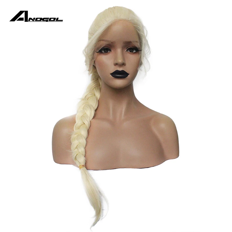 Anogol Pre Plucked Baby Hair Hand Tied Long Platinum Blonde Braided Synthetic Lace Front Wig For White Women Free Part
Anogol Pre Plucked Baby Hair Hand Tied Long Platinum Blonde Braided Synthetic Lace Front Wig For White Women Free Part
