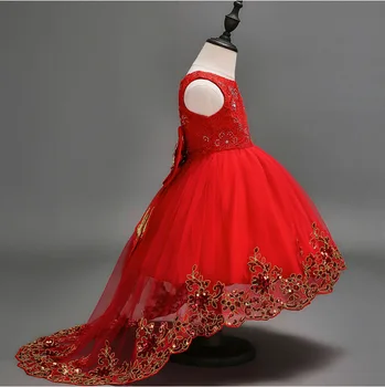 2019 Summer New Flower Girl Dress With Train Pink Red White Elegant Appliques Bordered Long Trailing Ball Gown Dresses For Kids 
2019 Summer New Flower Girl Dress With Train Pink Red White Elegant Appliques Bordered Long Trailing Ball Gown Dresses For Kids