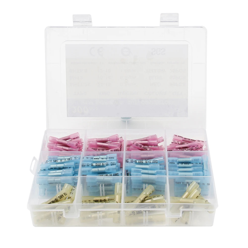 200pcs 3 Sizes Waterproof Heat Shrink Butt Connectors Electrical Wire Splice Cable Crimp Terminals Connectors AWG 22-10 Kit
200pcs 3 Sizes Waterproof Heat Shrink Butt Connectors Electrical Wire Splice Cable Crimp Terminals Connectors AWG 22-10 Kit