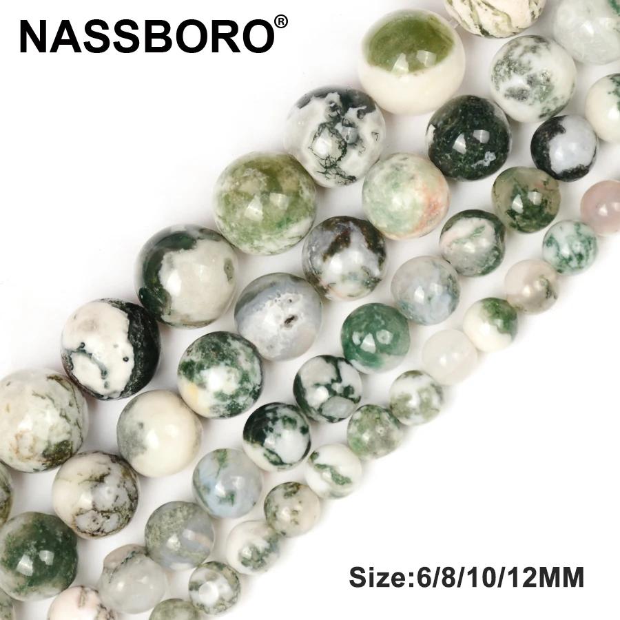 NASSBORO 6-12mm Natural Stone Beads Round Green Moss Tree Agates Beads For Jewelry Making 15'' DIY Spacer Beads Jewelery Gifts
NASSBORO 6-12mm Natural Stone Beads Round Green Moss Tree Agates Beads For Jewelry Making 15'' DIY Spacer Beads Jewelery Gifts