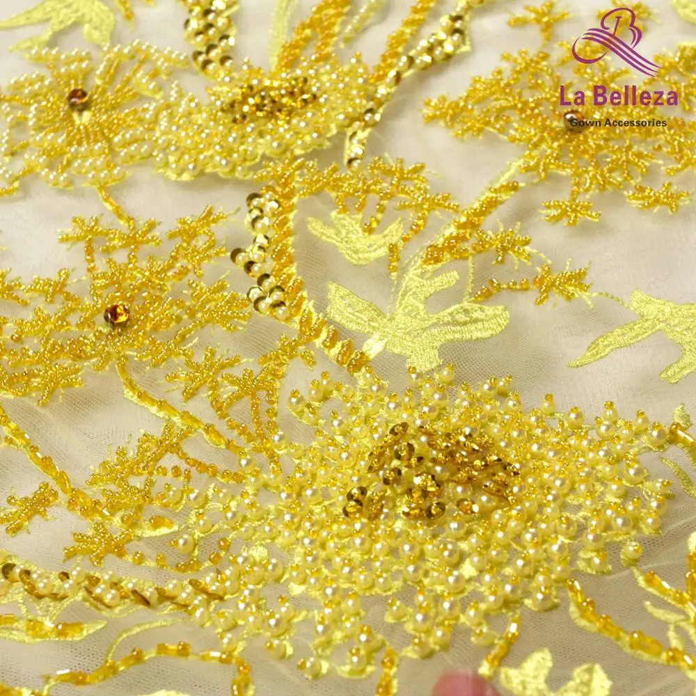 La Belleza new fashion design Yellow beaded lace, heavy handmade beaded lace,rhinestones lace fabric 1 yard
La Belleza new fashion design Yellow beaded lace, heavy handmade beaded lace,rhinestones lace fabric 1 yard