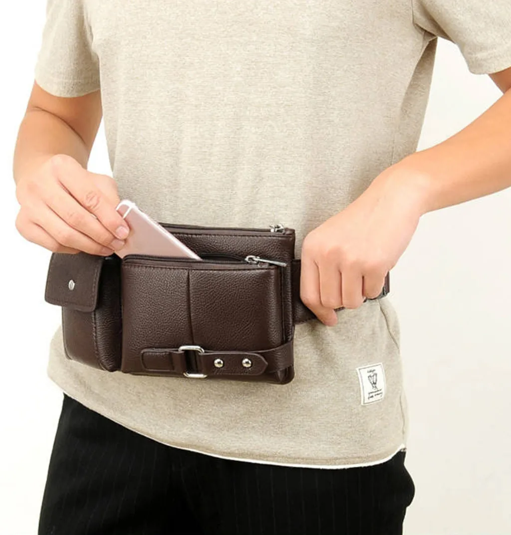 HTNBO Men Fanny Pack Retro Multi-function Waist Bags crossbodi Pockets Leather Designer Sports Leisure Messenger Chest Bag 2019
HTNBO Men Fanny Pack Retro Multi-function Waist Bags crossbodi Pockets Leather Designer Sports Leisure Messenger Chest Bag 2019