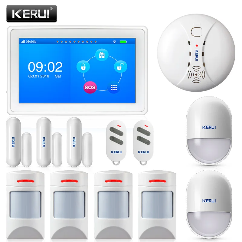 KERUI K7 7 Inch TFT Color Display WIFI GSM Security Alarm System Burglar with Anti-pet Motion sensor Smoke Detector Door magnet
KERUI K7 7 Inch TFT Color Display WIFI GSM Security Alarm System Burglar with Anti-pet Motion sensor Smoke Detector Door magnet