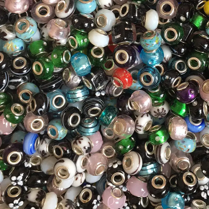 100Pcs Spacer Charm European Beads Glass Big Hole Mixed Random Patterns Fit DIY Bracelet Jewelry Finding 
100Pcs Spacer Charm European Beads Glass Big Hole Mixed Random Patterns Fit DIY Bracelet Jewelry Finding