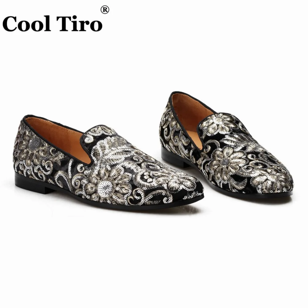 Sequined Embroidered Canvas Slippers Men's Loafers (5)