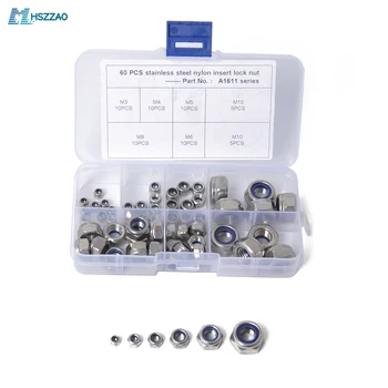 60 Pcs Stainless Steel Lock Nuts M3 M4 M5 M6 M8 M10 Nylon Insert Locknut Kit for Automotive and Mech Auto Accessories
60 Pcs Stainless Steel Lock Nuts M3 M4 M5 M6 M8 M10 Nylon Insert Locknut Kit for Automotive and Mech Auto Accessories