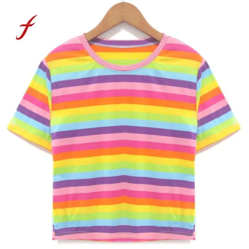 Feitong 2018 Women Casual Rainbow Printed Striped Short Sleeve Summer Loose Striped T Shirt Tee Top Streetwear
Feitong 2018 Women Casual Rainbow Printed Striped Short Sleeve Summer Loose Striped T Shirt Tee Top Streetwear