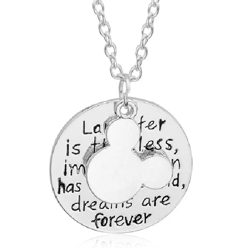 Laughter is Timeless, Imagination has no age and Dreams are Forever" Mickey Mouse Avatar Ears Pendant Necklace Women Jewelry
Laughter is Timeless, Imagination has no age and Dreams are Forever" Mickey Mouse Avatar Ears Pendant Necklace Women Jewelry