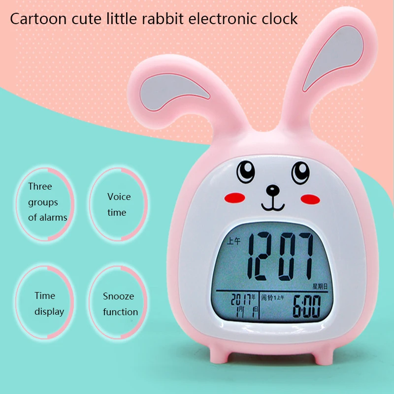 New LED Children's Smart Cartoon Alarm Clock Cute Rabbit Shape Digital Desk Clock Multi-function Child Clock for Home Decoration
New LED Children's Smart Cartoon Alarm Clock Cute Rabbit Shape Digital Desk Clock Multi-function Child Clock for Home Decoration