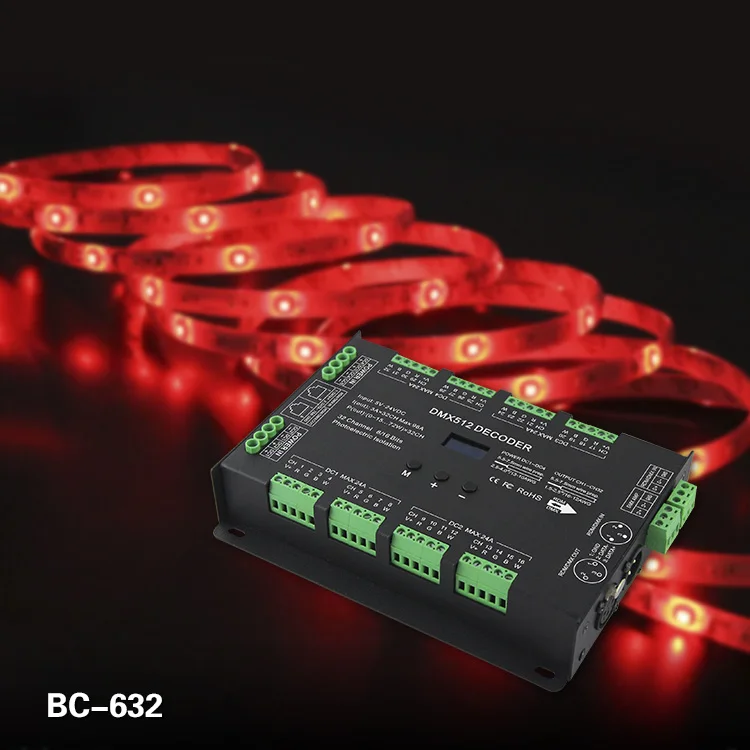BC-632 32CH CT RGB RGBW DMX LED Decoder DC5-24V RJ45 8ports x 4CH Constant Voltage DMX512 output controller for led lights | Освещение