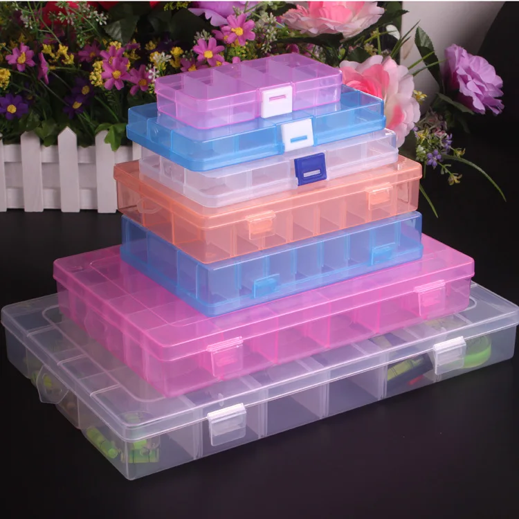 

Multicolor squares PP Adjustable Plastic 8.10.15.24.36 Compartment Storage Box Jewelry Earring Bin Case Container