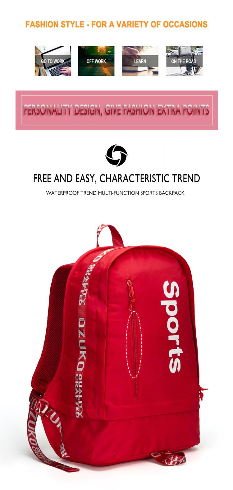 OZUKO Fashion Multifunction Sports Backpack with Shoes Bag for Men Women Laptop Shoulder Bag for Teenage Boys Girls Student Bag OZUKO Fashion Multifunction Sports Backpack with Shoes Bag for Men Women Laptop Shoulder Bag for Teenage Boys Girls Student Bag