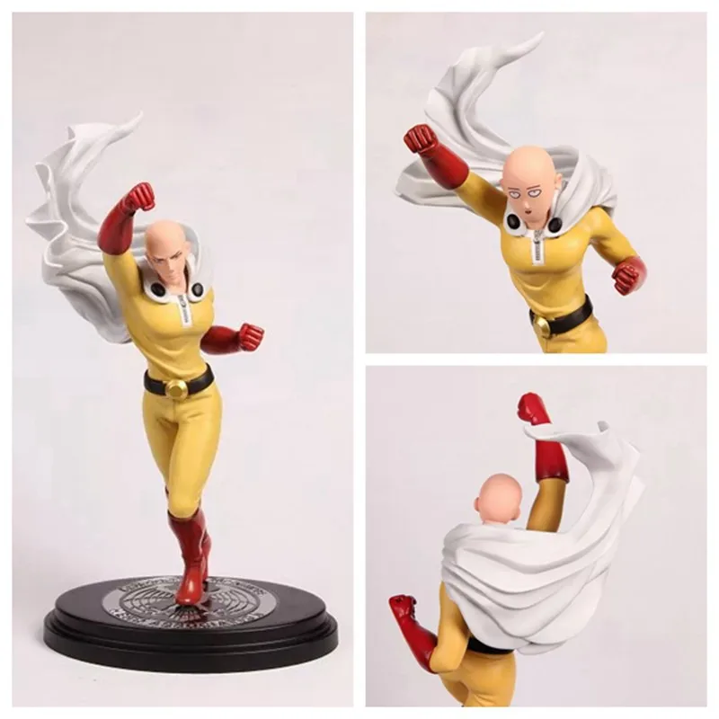 ONE PUNCH MAN Action Figures Saitama Sensei Face Changing PVC 230mm Anime ONE PUNCH-MAN Cartoon Model Toys