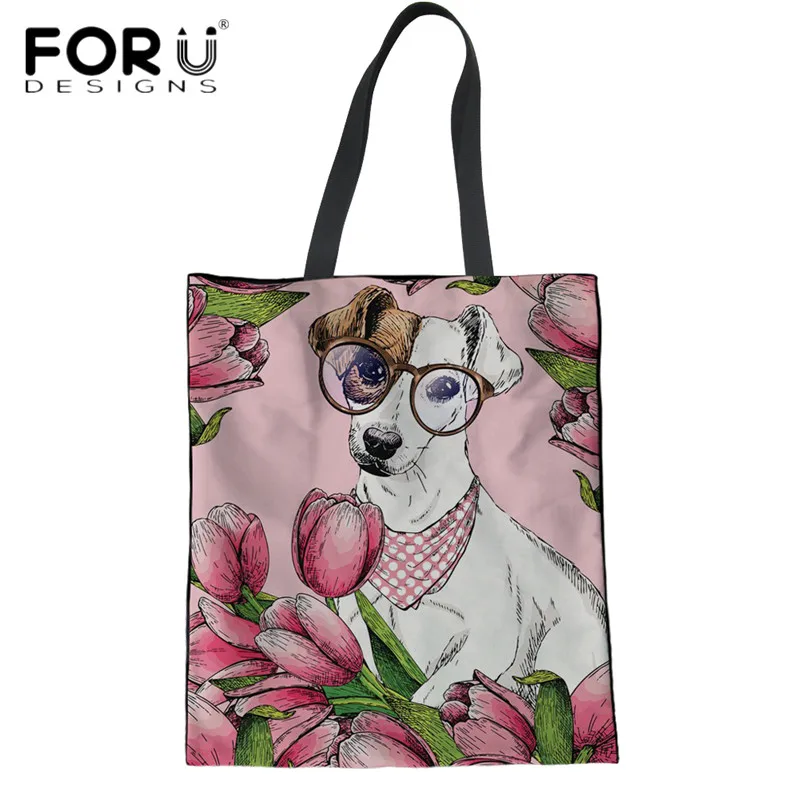 FORUDESIGNS New Arrival Linen Tote Bags Goofy Jack Russell Terrier Print Durable Shopping Bag for Mom Casual Canvas Handbag 2019
FORUDESIGNS New Arrival Linen Tote Bags Goofy Jack Russell Terrier Print Durable Shopping Bag for Mom Casual Canvas Handbag 2019