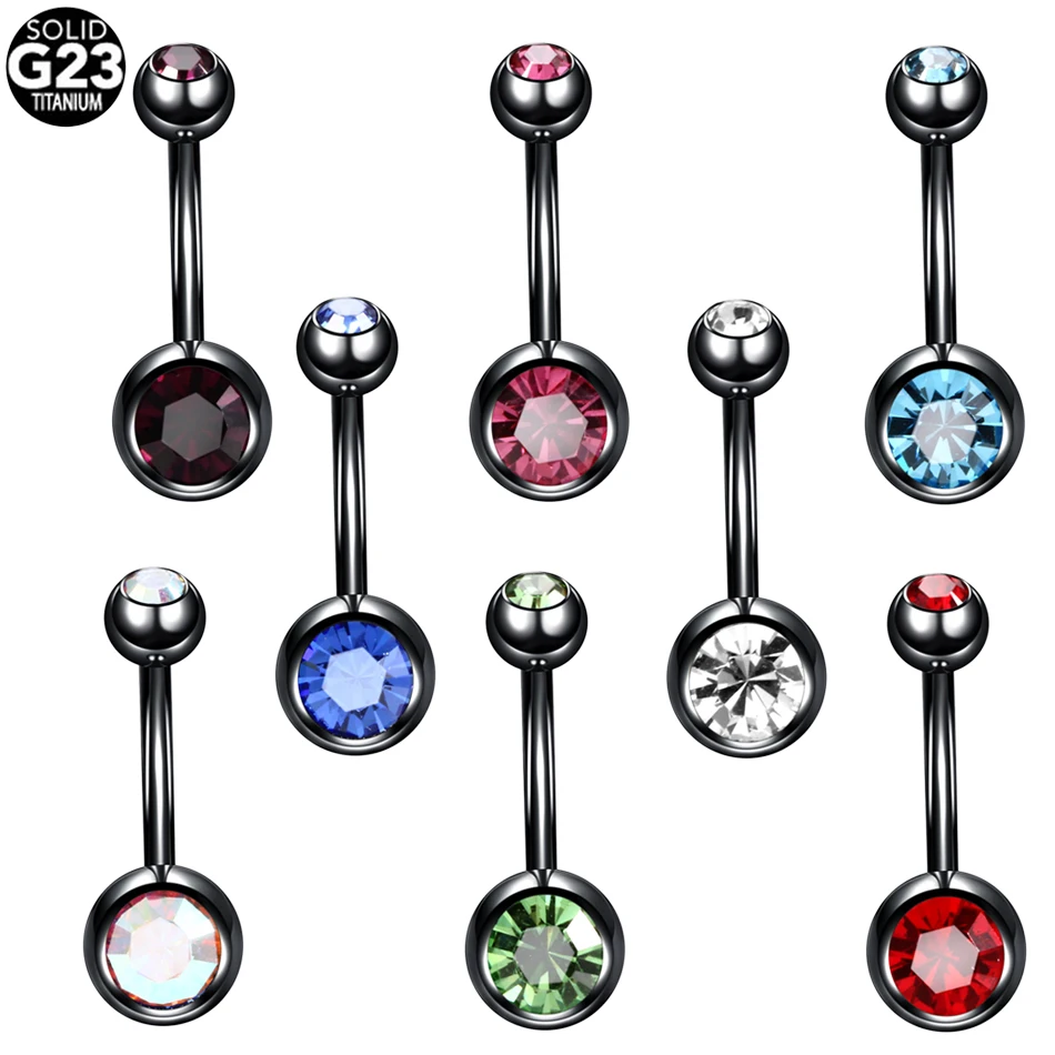 

1PC G23 Titanium Double Gem Bohemia Navel Bar Stud Piercing Belly Button Rings Sexy Ombligo Nombril Piercings Women Jewelry 14G