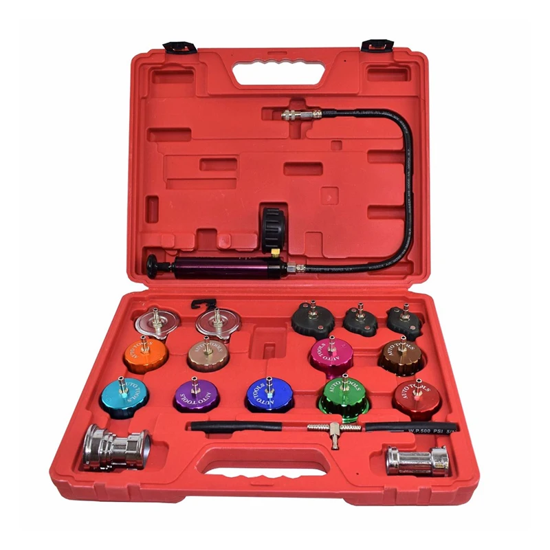 21PCS Universal Automotive Radiator Pressure Tester Kit Car Leak Detector tool Auto Cooling System Coolant Vacuum Purge
21PCS Universal Automotive Radiator Pressure Tester Kit Car Leak Detector tool Auto Cooling System Coolant Vacuum Purge