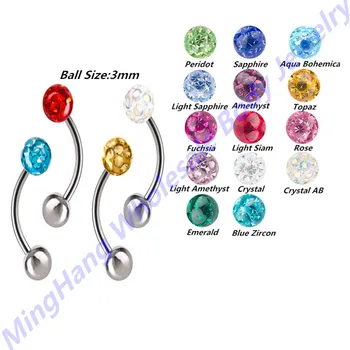 Surgical Steel Curved Eyebrow Tragus Cartilage barbell Piercing Rings with Mixed 14 Color Crystal Ferido Epoxy Ball 
Surgical Steel Curved Eyebrow Tragus Cartilage barbell Piercing Rings with Mixed 14 Color Crystal Ferido Epoxy Ball