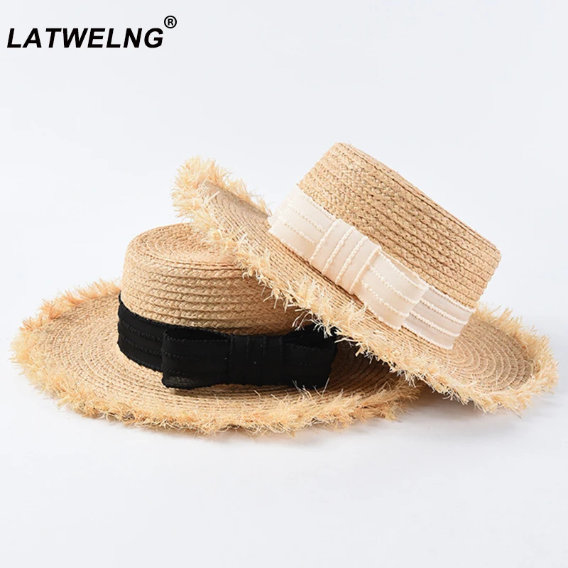 2019 New Women Raffia Hats With elegant Bow Korean Straw Hat Female Flat Top Panama Hat UV Protection Summer Holiday Hats
2019 New Women Raffia Hats With elegant Bow Korean Straw Hat Female Flat Top Panama Hat UV Protection Summer Holiday Hats