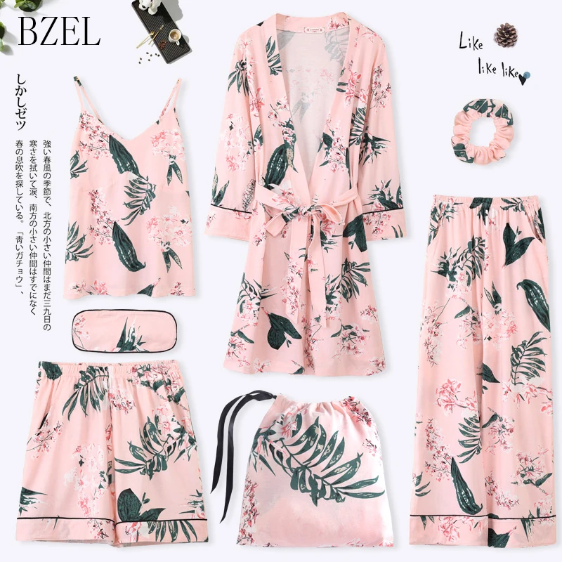 BZEL Pajamas For Women Elegant 7 Pieces Sleepwear Female Sexy Cotton At All Seasons Pajamas Set Robes+Vest+Pants Pijama Pyjamas
BZEL Pajamas For Women Elegant 7 Pieces Sleepwear Female Sexy Cotton At All Seasons Pajamas Set Robes+Vest+Pants Pijama Pyjamas