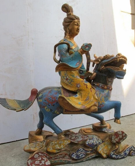 bi002751 Chinese 100% Pure Bronze cloisonne RUYI fairy GOD Ride Dragon kylin Statue
bi002751 Chinese 100% Pure Bronze cloisonne RUYI fairy GOD Ride Dragon kylin Statue