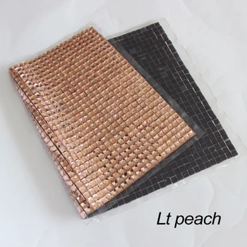 

Lt peach square glass 8*8MM Rhinestone mesh 23.5*39cm Stick-on Crystal Motifs