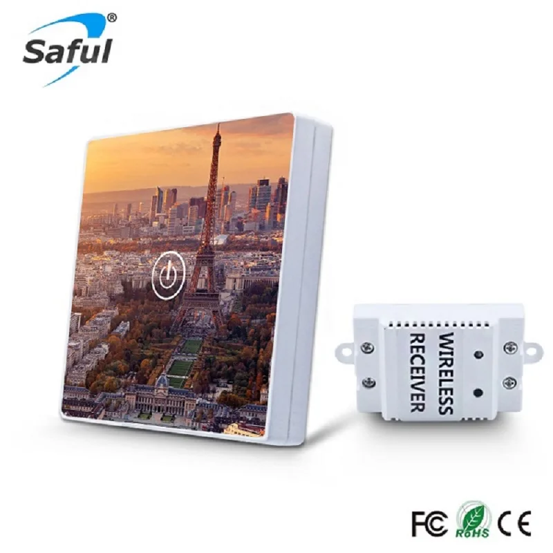 Saful Wireless Touch Switch Remote Control 1 Gang 1 Way Tempered Crystal Glass Panel Waterproof Remote Control Light Switch
Saful Wireless Touch Switch Remote Control 1 Gang 1 Way Tempered Crystal Glass Panel Waterproof Remote Control Light Switch