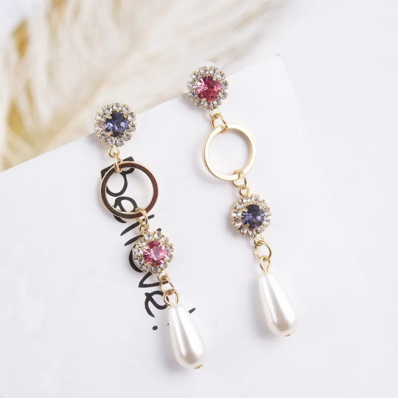 New Colorful Rhinestone Long Round Circle Earrings for Women Water Drop Simulated Pearl Dangle Earring Fashion Jewelry 6B3022
New Colorful Rhinestone Long Round Circle Earrings for Women Water Drop Simulated Pearl Dangle Earring Fashion Jewelry 6B3022