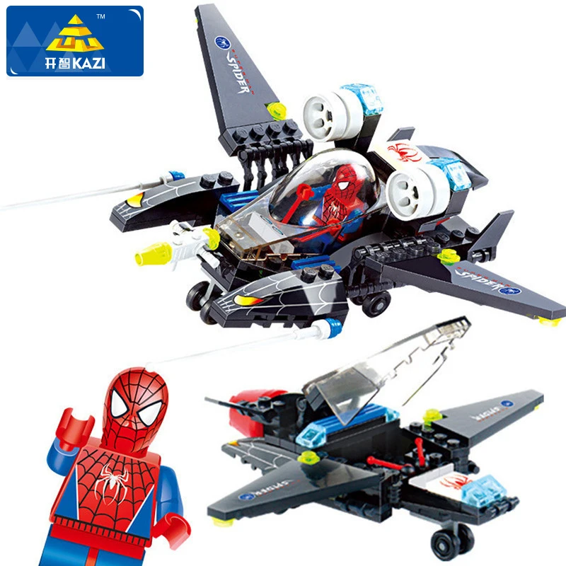KAZI Super Heroes Spiderman Building Blocks 112+pcs Enlighten DIY Construction Bricks Toys For Children Compatible Legoed City
KAZI Super Heroes Spiderman Building Blocks 112+pcs Enlighten DIY Construction Bricks Toys For Children Compatible Legoed City