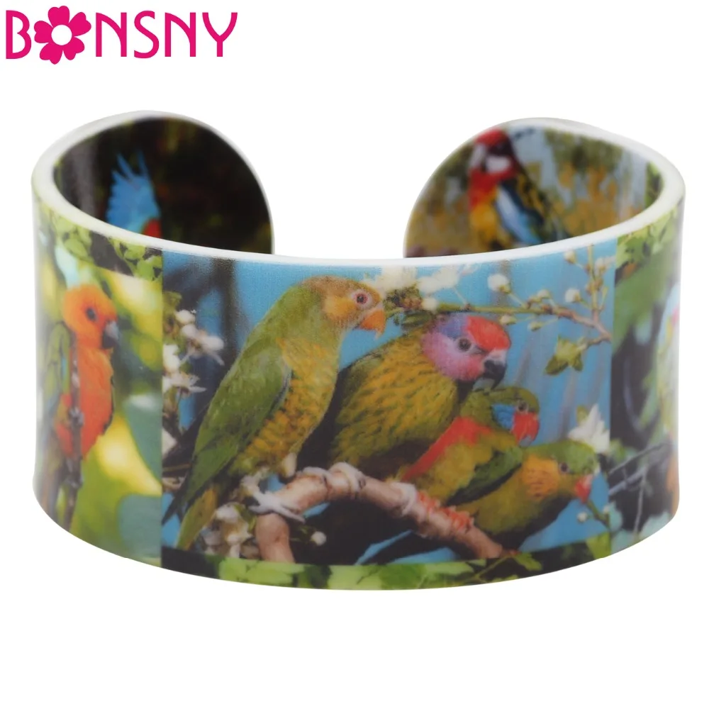Bonsny Acrylic Jungle Animal Parrot Pattern Wide Bird Bracelets Bangles 2017 New Fashion Jewelry For Women Charm Female Bijoux
Bonsny Acrylic Jungle Animal Parrot Pattern Wide Bird Bracelets Bangles 2017 New Fashion Jewelry For Women Charm Female Bijoux