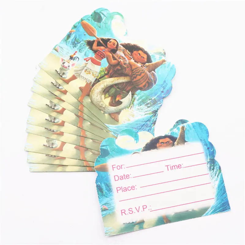 10pcs/lot Moana Party Invitations Cards Baby Shower for Kids Gender Reveal birthday party decorations kids Wedding Decoration
10pcs/lot Moana Party Invitations Cards Baby Shower for Kids Gender Reveal birthday party decorations kids Wedding Decoration