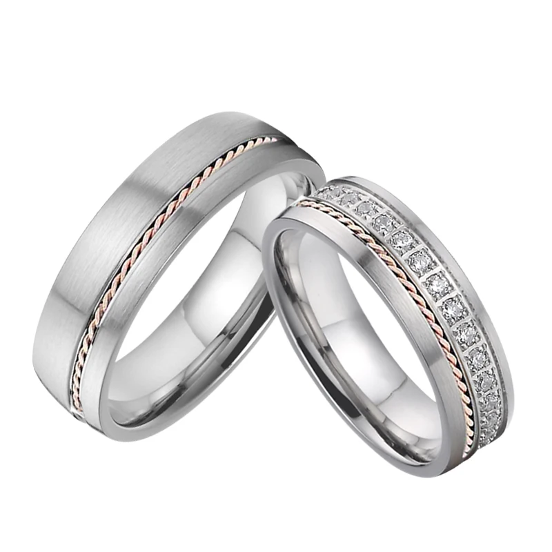 Alliance Wedding Rings set for men and women two tone 14K rose gold rings titanium jewelry his and hers couple ring
Alliance Wedding Rings set for men and women two tone 14K rose gold rings titanium jewelry his and hers couple ring