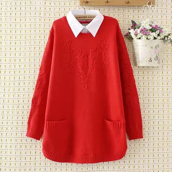 Autumn Winter Casual Sweater For Women Plus Size Fashion Fake two pieces Pullover shirt-collar knitwear E2-7555
Autumn Winter Casual Sweater For Women Plus Size Fashion Fake two pieces Pullover shirt-collar knitwear E2-7555
