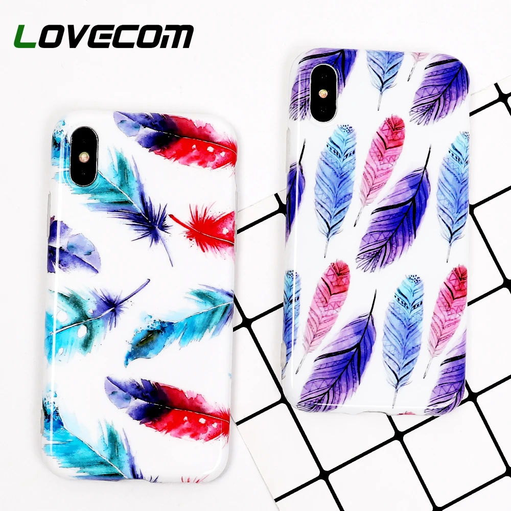 LOVECOM Colored Feather IMD Soft Phone Case For iPhone 6 6S 7 8 Plus X Silicone Shockproof Glossy Plumage Shell Back Cover Coque
LOVECOM Colored Feather IMD Soft Phone Case For iPhone 6 6S 7 8 Plus X Silicone Shockproof Glossy Plumage Shell Back Cover Coque