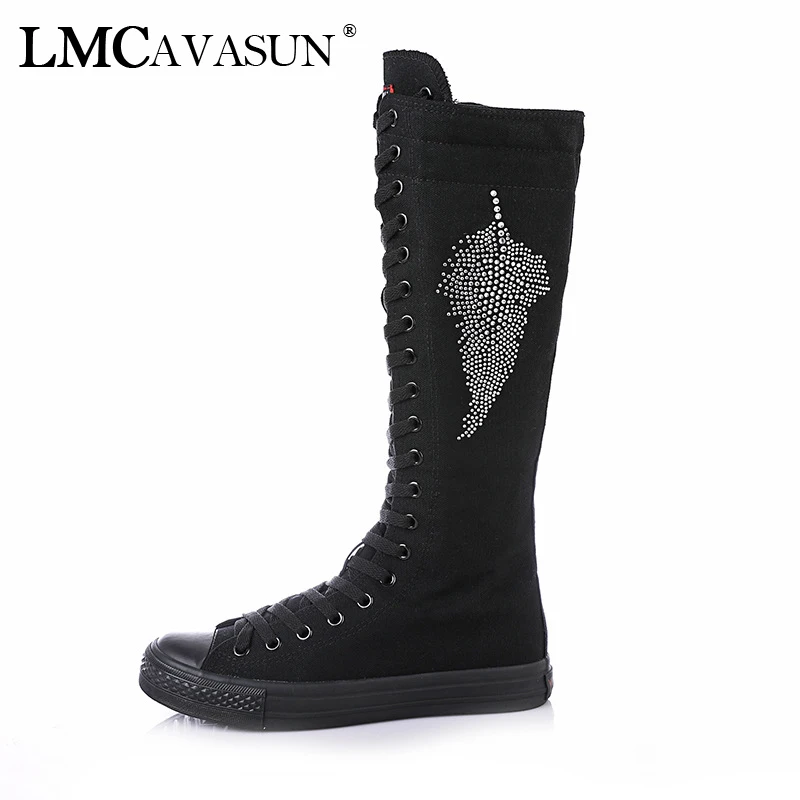 LMCAVASUN Size 34-43 Women fashion High-top zipper Crystal Leaf flat Long-barreled casual flats canvas Tall Punk Shoes
LMCAVASUN Size 34-43 Women fashion High-top zipper Crystal Leaf flat Long-barreled casual flats canvas Tall Punk Shoes