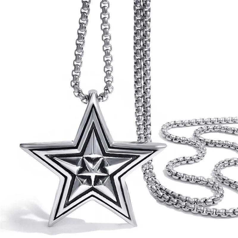 Stainless Steel Star Arrow Silver Tone Pendant Box Chain Necklace Pentagram Fashion Jewelry Necklace for Men Jewelry
Stainless Steel Star Arrow Silver Tone Pendant Box Chain Necklace Pentagram Fashion Jewelry Necklace for Men Jewelry