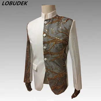 Stand-collar Flashing Sequins Blazers Formal Men's Coat Fashion Slim Jacket Singer Chorus Host Wedding Clothing Stage Costume
Stand-collar Flashing Sequins Blazers Formal Men's Coat Fashion Slim Jacket Singer Chorus Host Wedding Clothing Stage Costume