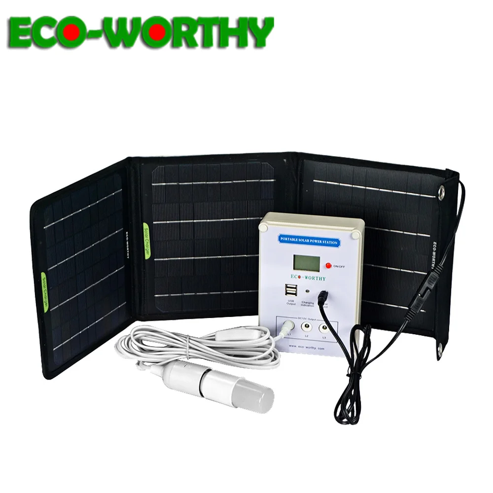 ECOworthy 20W Solar Lighting System with 3W LED bulb & 20W solar power panel & 7AH lithium battery Charger House solar Portable
ECOworthy 20W Solar Lighting System with 3W LED bulb & 20W solar power panel & 7AH lithium battery Charger House solar Portable