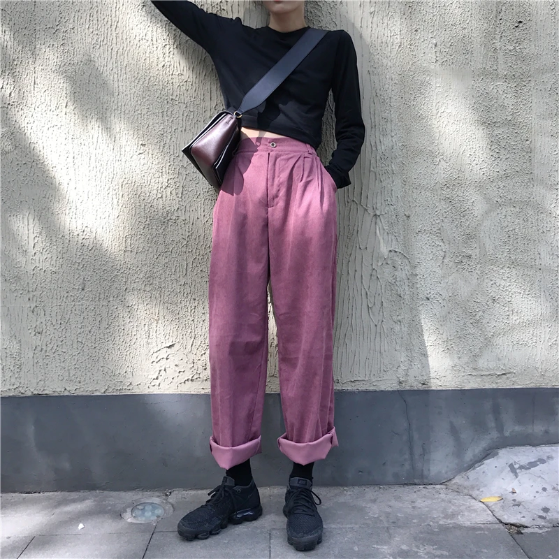 Women Elastic High Waist Pants Corduroy Long Trousers Streetwear Straight Pantalon Femme Loose Pantalones Mujer Pantalon Femme
Women Elastic High Waist Pants Corduroy Long Trousers Streetwear Straight Pantalon Femme Loose Pantalones Mujer Pantalon Femme