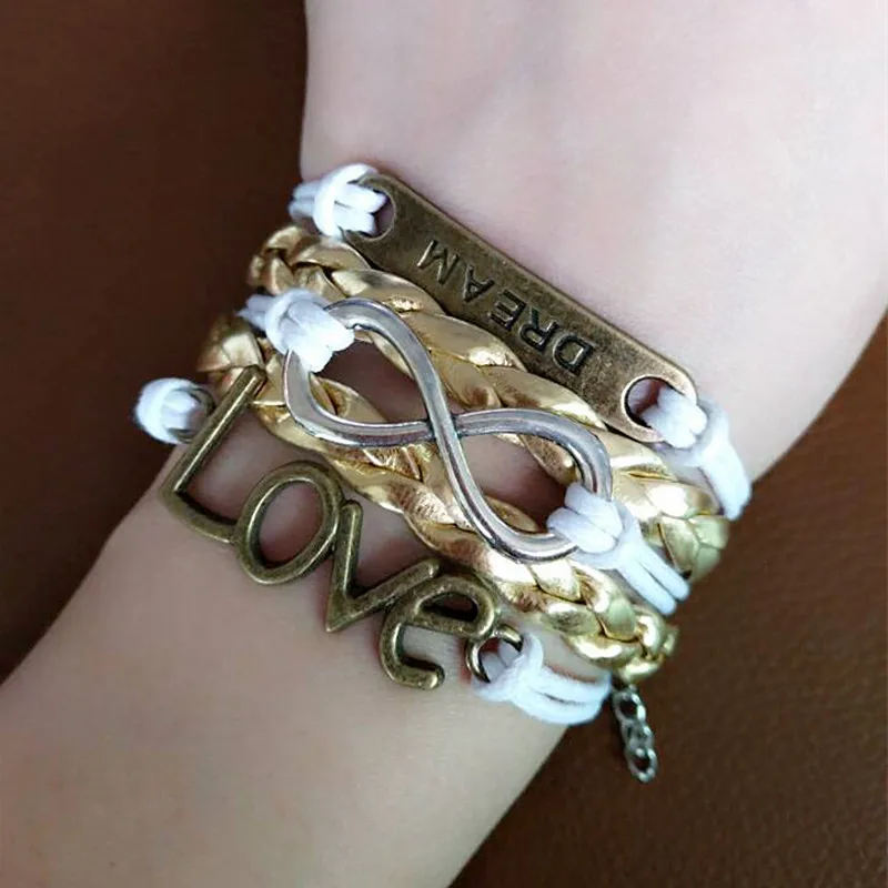 SL0158 Bracelets Women Ladies Infinite Jewelry Braid Knite PU Leather Bracelet Bangle Pulseiras LOVE Bijoux HOT Selling 2018
SL0158 Bracelets Women Ladies Infinite Jewelry Braid Knite PU Leather Bracelet Bangle Pulseiras LOVE Bijoux HOT Selling 2018