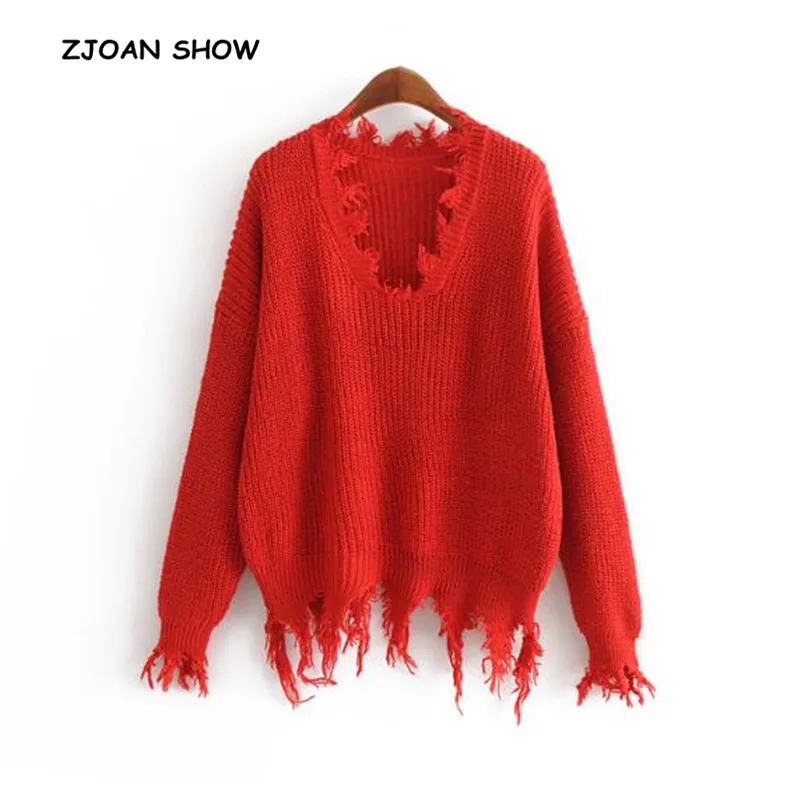 Sexy V neck Tassel Hem Irregular Sweater 2018 Vintage New Woman Fringed neck Loose Knitted Pullover Knitwear White Red Black
Sexy V neck Tassel Hem Irregular Sweater 2018 Vintage New Woman Fringed neck Loose Knitted Pullover Knitwear White Red Black
