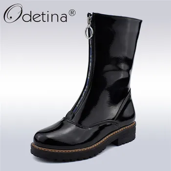 Odetina New Fashion Women Chunky Low Heel Mid Calf Boots with Front Zipper Round Toe Platform Riding Boots Non-slip Big Size 43
Odetina New Fashion Women Chunky Low Heel Mid Calf Boots with Front Zipper Round Toe Platform Riding Boots Non-slip Big Size 43