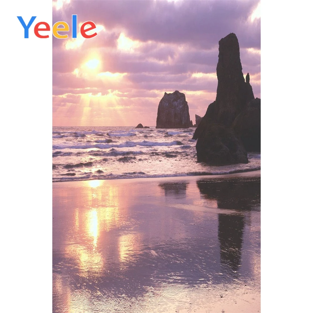 

Yeele Seaside Waves View Photographic Backdrops Stone Cloud Sunset Scenery Photography Backgrounds Customized For Photo Studio