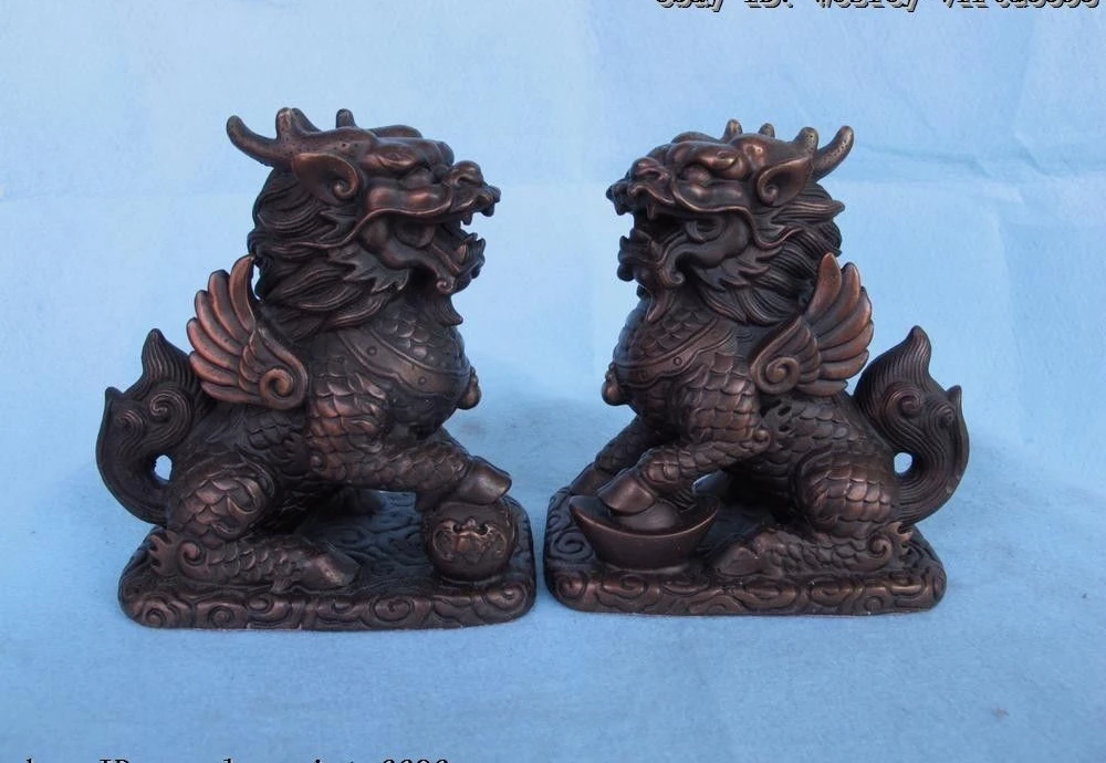 5 Chinese Royal Palace Red Bronze Copper Fengshui Evil Kilin Kylin Pair Statue
5 Chinese Royal Palace Red Bronze Copper Fengshui Evil Kilin Kylin Pair Statue
