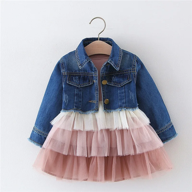2019 Spring Autumn Baby Infants Mesh Ball Gown Cake Color Block Dress For Girls Princess Vestido+Denim Jeans Coat 2pcs Set S8236
2019 Spring Autumn Baby Infants Mesh Ball Gown Cake Color Block Dress For Girls Princess Vestido+Denim Jeans Coat 2pcs Set S8236