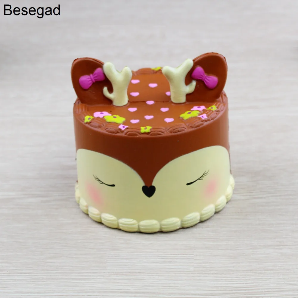 

Besegad 9.5CM Jumbo Big Kawaii Cute Squishy Deer Cake Bread Squeeze Squishi Toy Slow Rising for Relieves Stress Anxiety