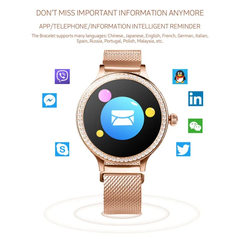 Diamond Smart Bracelet Women Fitness Track Smart Wristband Watch Waterproof IP68 Band
Diamond Smart Bracelet Women Fitness Track Smart Wristband Watch Waterproof IP68 Band